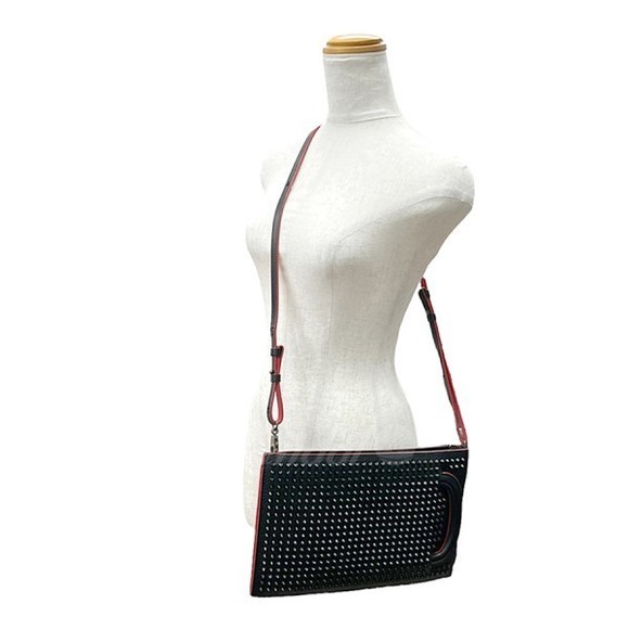 Christian Louboutin Trick Track 3way Studded Leather Clutch Bag Black - Picture 5 of 8